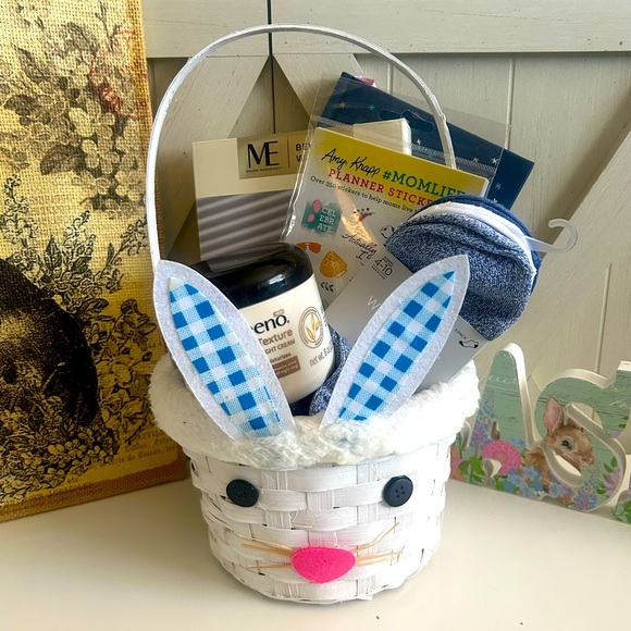Easter Gift Basket for Mom Wife Daughter Friend Warmer, Socks, Book, Aveeno, - Picture 1 of 9